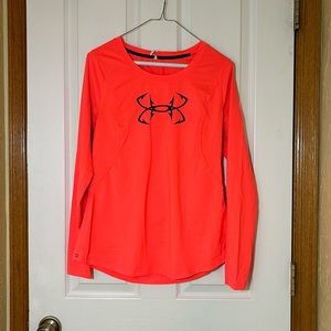 Bright Neon orange, long sleeve shirt, size M